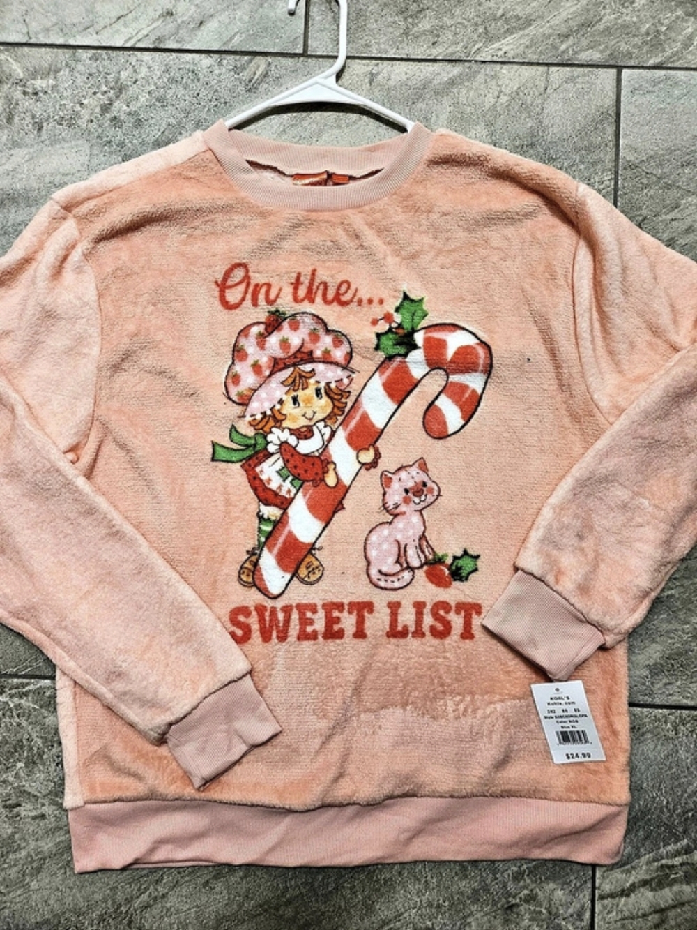 Strawberry Shortcake On The Sweet List Candy Cane Woobie Graphic Pullover and